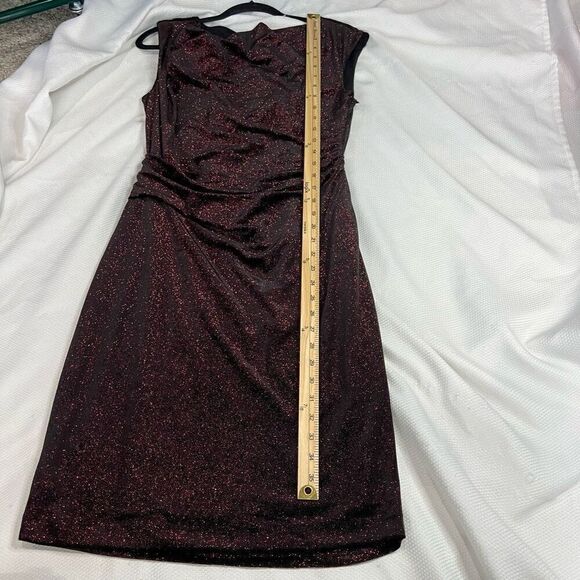 JH Evenings Black Shimmering Red Scoop Neck Sleeveless Dress Sz‎ 12P Women’s - Picture 4 of 10